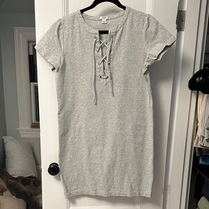 J. Crew Gray Lace-Up Mini Dress